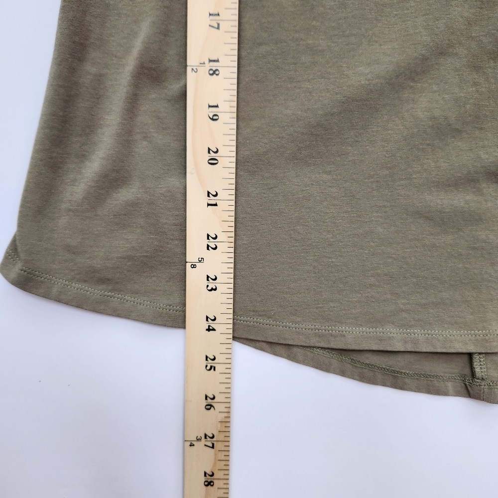 Elegant Tees Top Olive Green Ruched Sleeves Short Sleeve Scoop Neck Large - Picture 11 of 12
